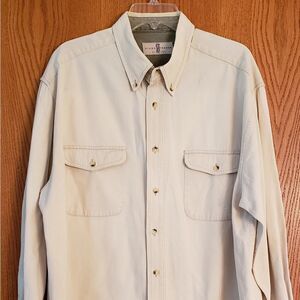 Mens Cream Colored Lightweight Denim Shirt Sz. M